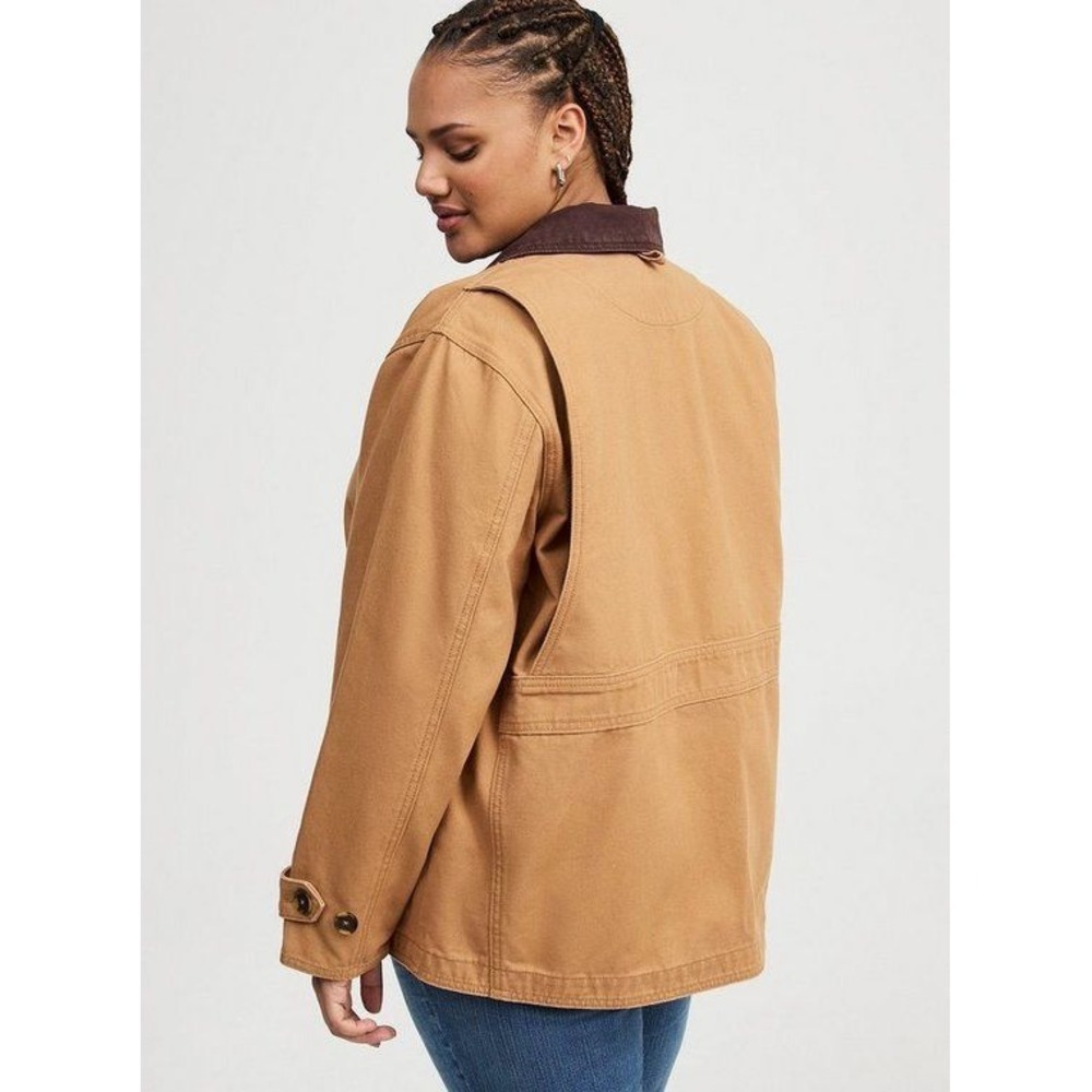Torrid twill canvas chore barn jacket 1X brown outdoor workwear gorpcore - Picture 3 of 9